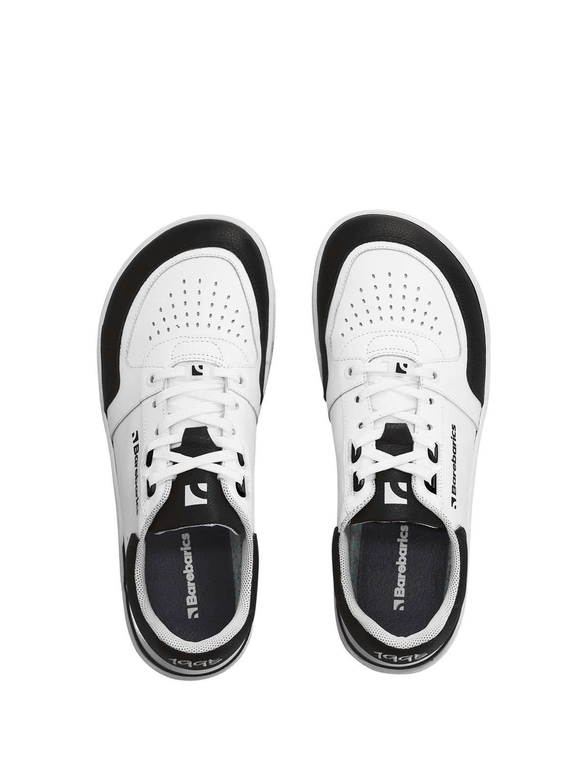 Baskets minimalistes Barebarics Wave blanches et noires en cuir Nappa premium – Pas Naturels