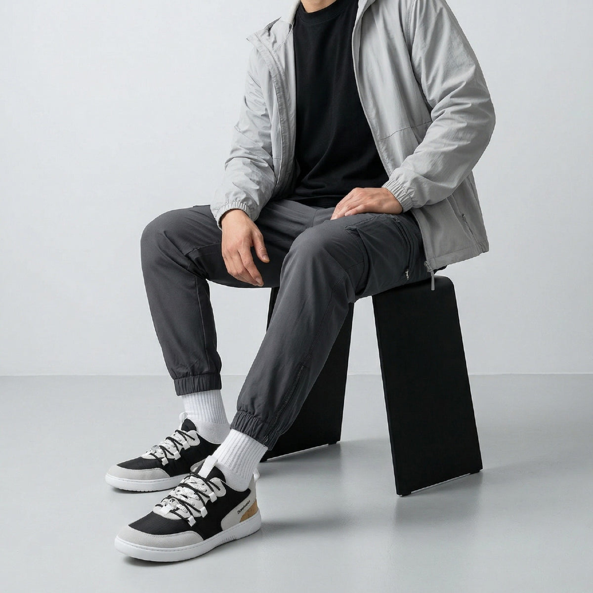 Barebarics Revive – Gris clair & Noir | Baskets barefoot