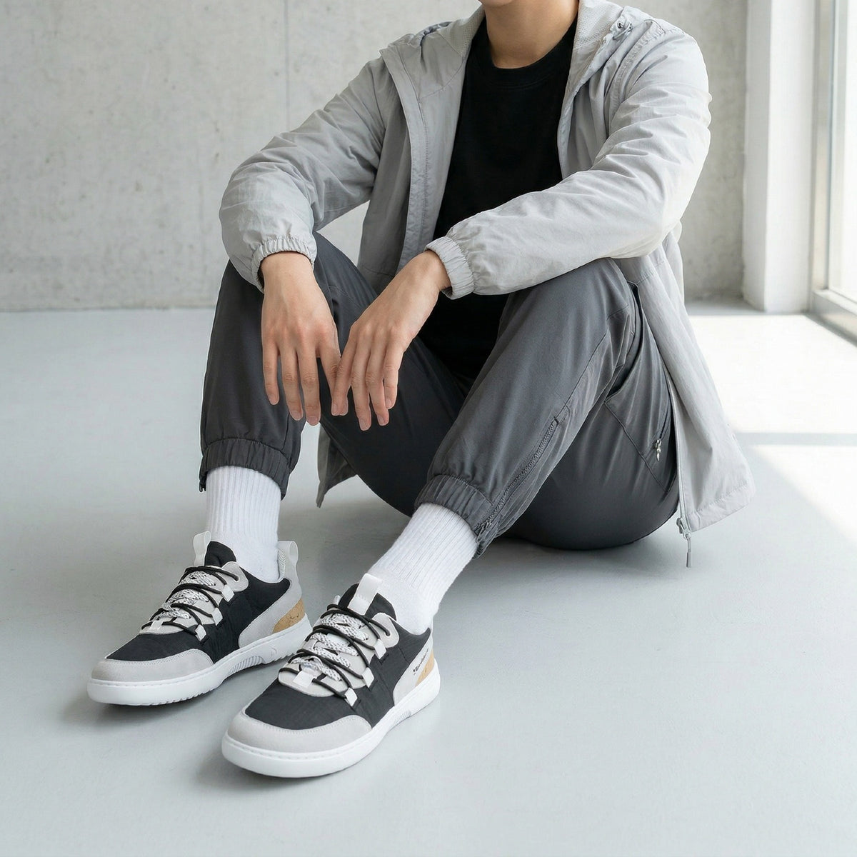 Barebarics Revive – Gris clair & Noir | Baskets barefoot