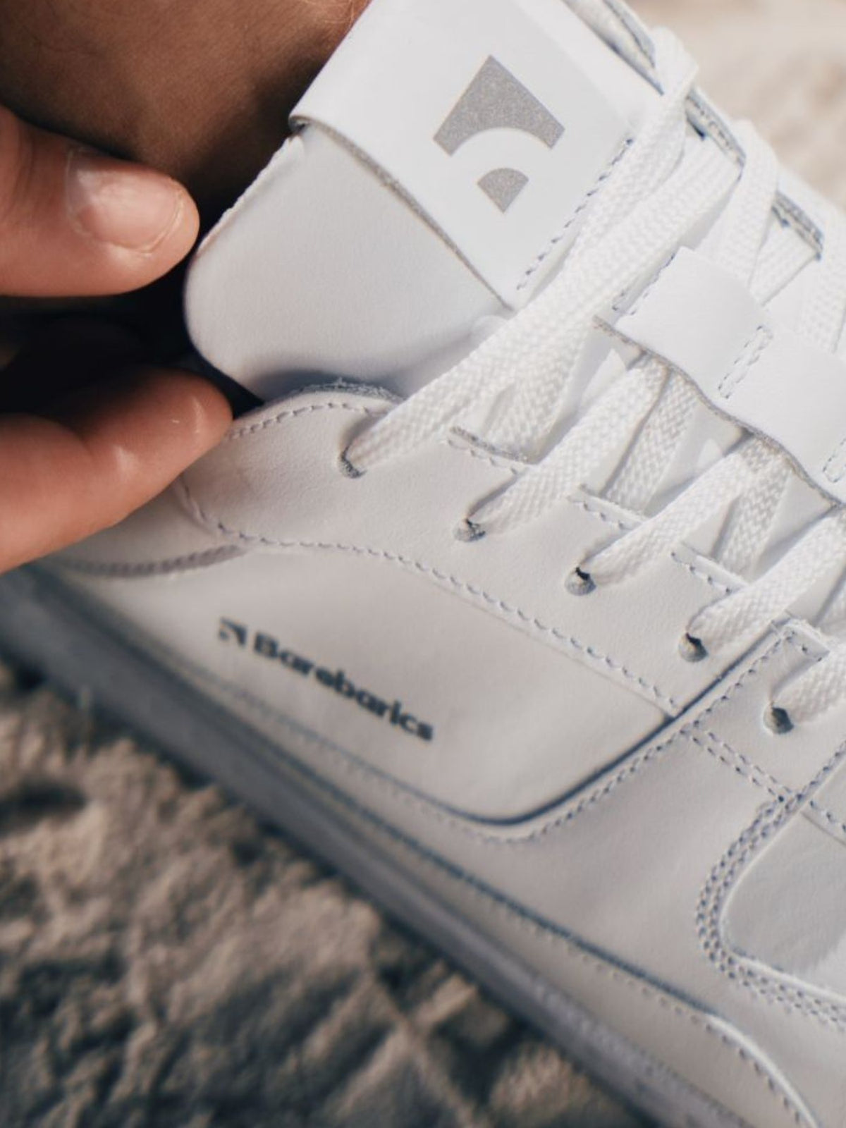 Barebarics Zing – Blanc | Baskets barefoot en cuir