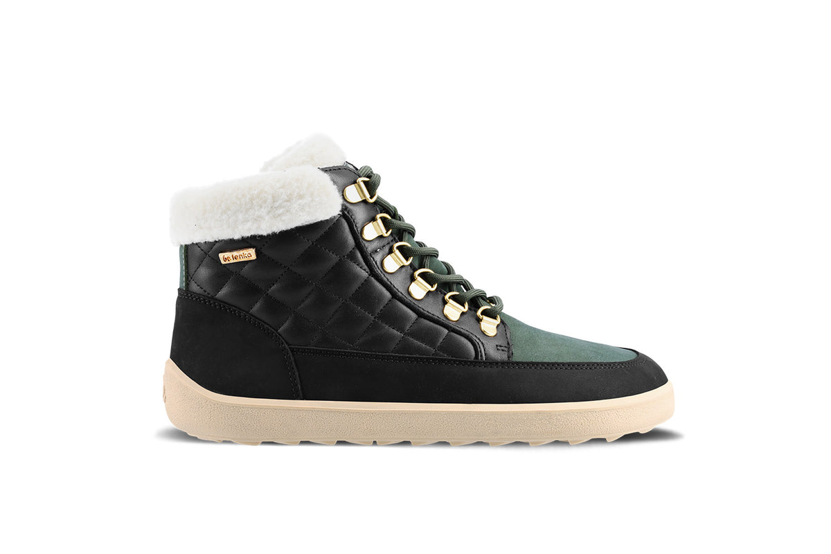 Be Lenka Olivia – Noir & Vert foncé | Bottines barefoot