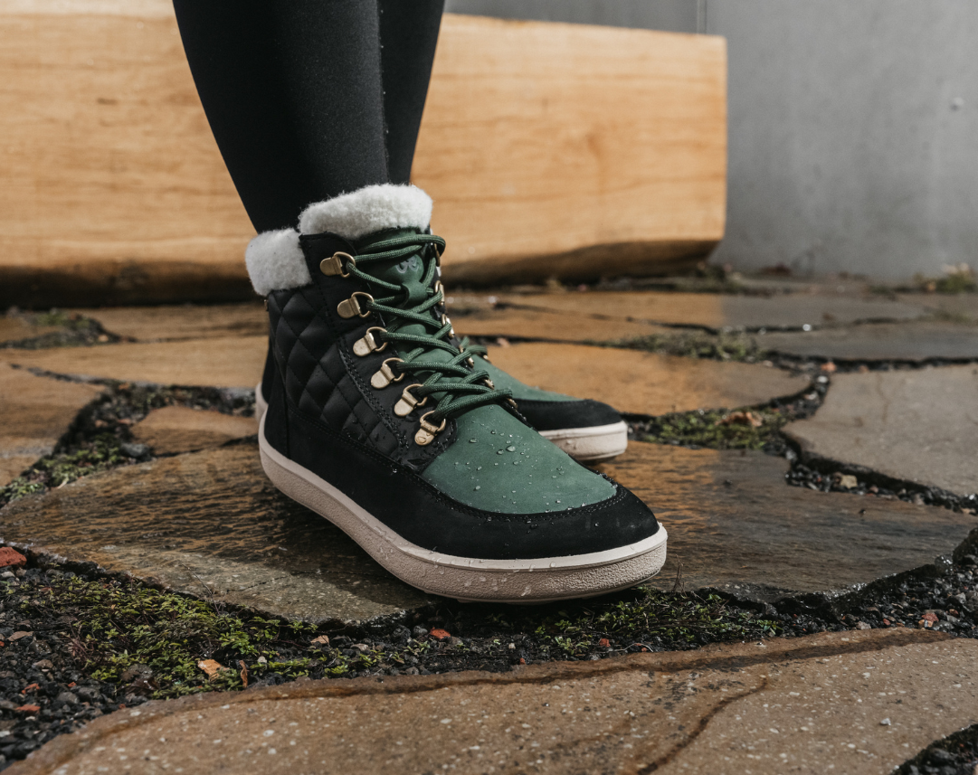 Be Lenka Olivia – Noir & Vert foncé | Bottines barefoot