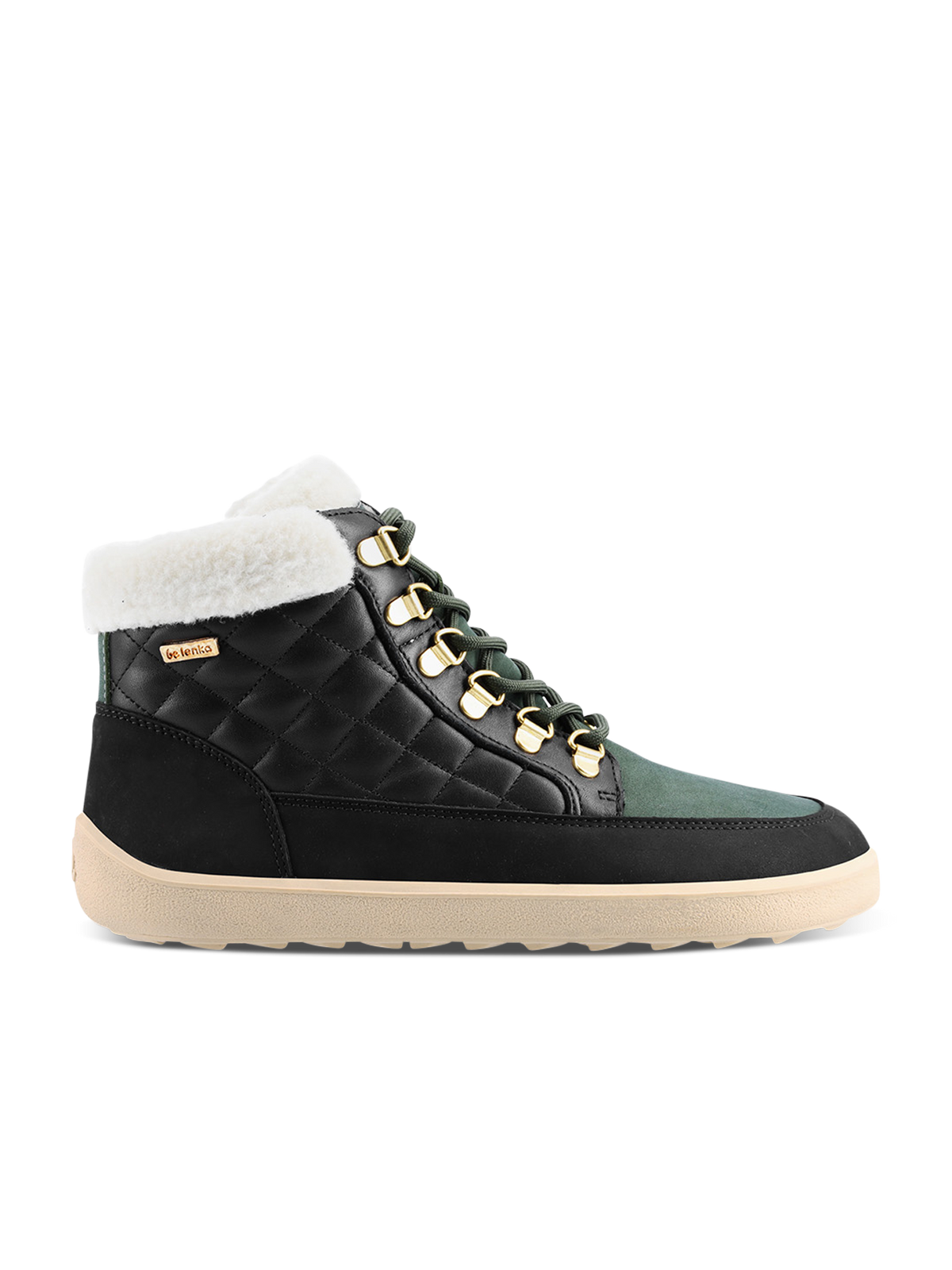 Be Lenka Olivia – Noir & Vert foncé | Bottines barefoot