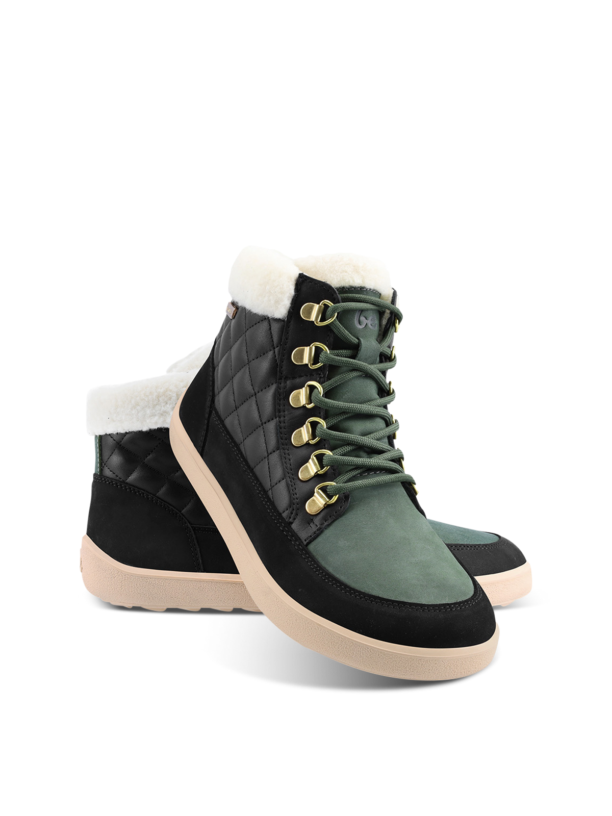 Be Lenka Olivia – Noir & Vert foncé | Bottines barefoot