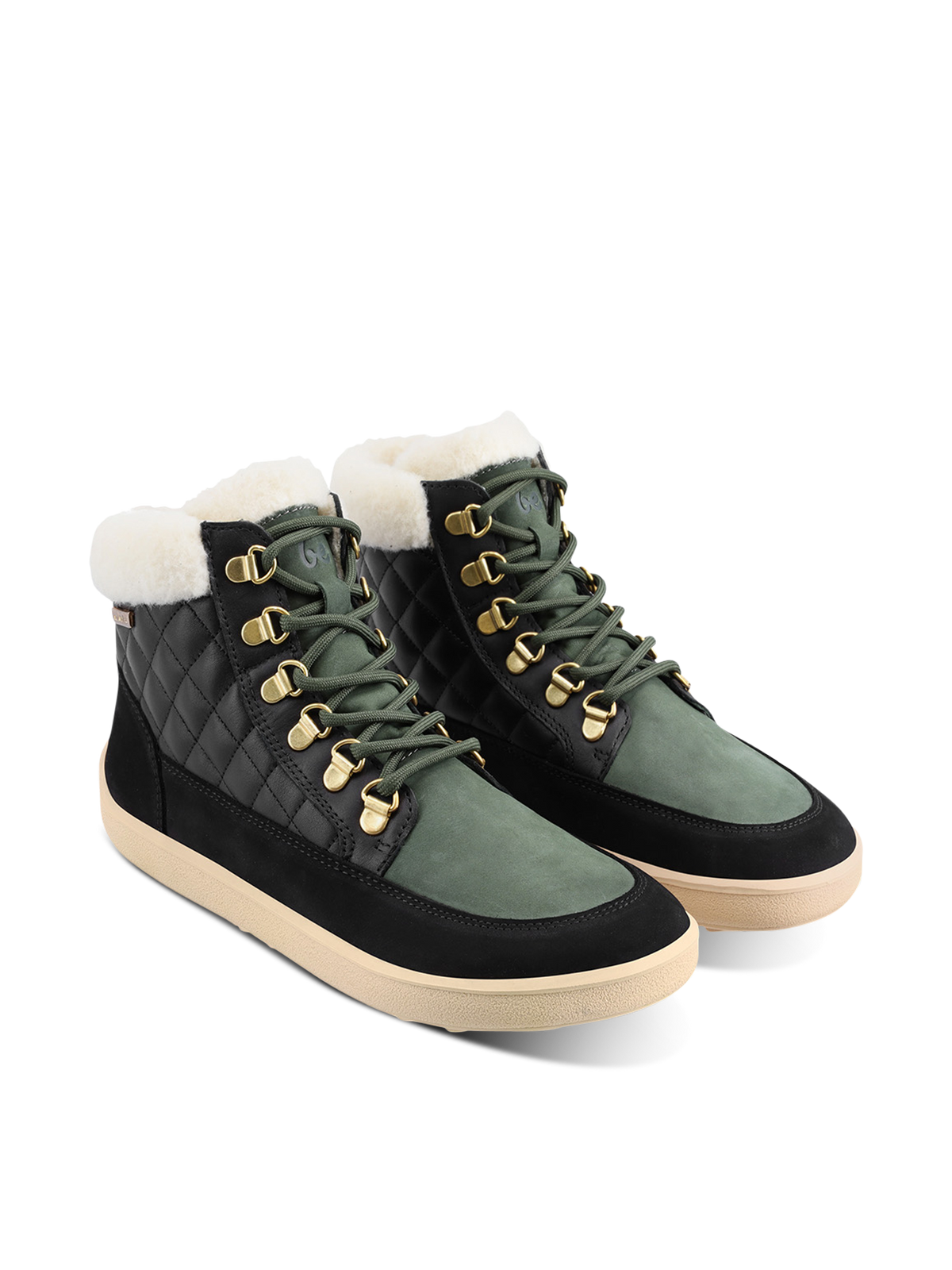 Be Lenka Olivia – Noir & Vert foncé | Bottines barefoot
