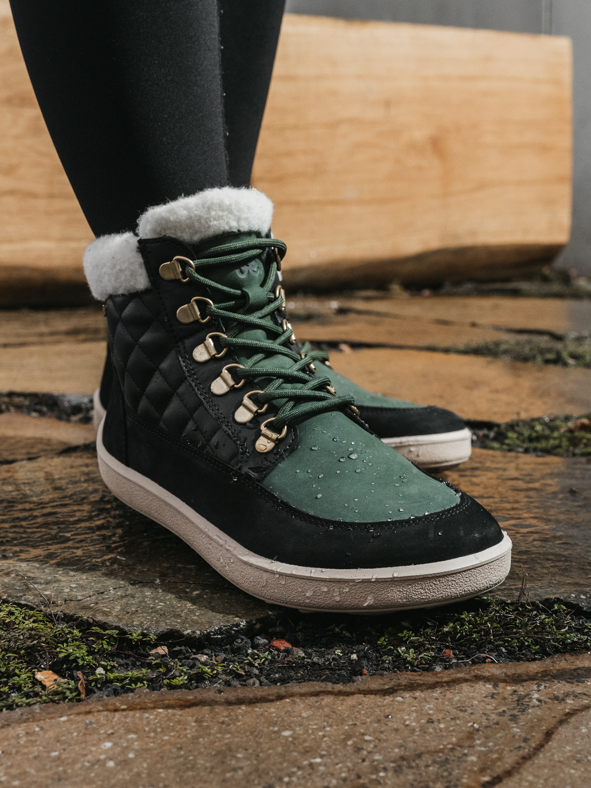 Be Lenka Olivia – Noir & Vert foncé | Bottines barefoot