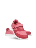 Chaussures barefoot roses pour enfants, semelle blanche, fermeture velcro, confort naturel