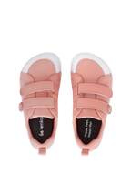 Chaussures barefoot rose pâle pour enfant avec scratchs, semelle blanche, confort naturel