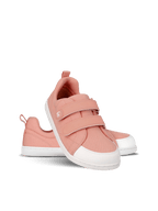Chaussures barefoot roses pour enfants, semelle blanche, fermeture velcro, confort naturel