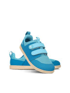 Chaussures barefoot enfant bleues à scratchs, confort naturel et pieds libres