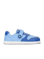 Chaussure barefoot enfant bleue avec scratch, confort naturel et semelle flexible