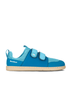 Chaussure barefoot bleue pour enfant avec scratchs, semelle souple et confort naturel