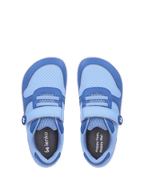 Chaussures barefoot bleues pour enfants, semelle souple, fermeture velcro, confort naturel