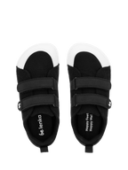 Chaussures barefoot noires à scratchs pour enfants, semelle blanche, confort naturel