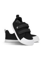 Chaussures barefoot noires pour enfant avec scratchs, semelle blanche, confort naturel