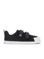 Chaussure barefoot noire pour enfant avec scratchs et semelle blanche, confort naturel pieds libres